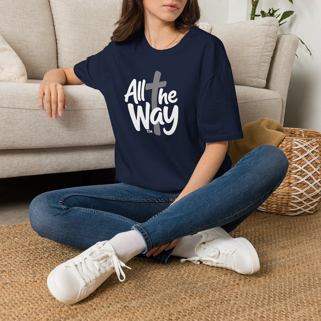 All The Way Cross logo T‑Shirt — Faith-Inspired Christian Graphic Tee (Gildan 64000)