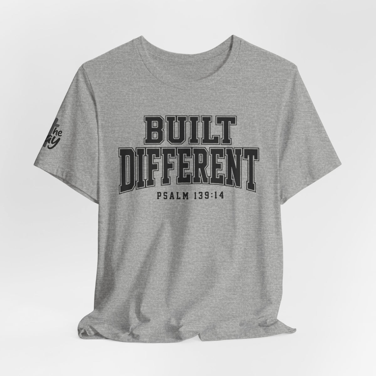 "Built Different" Psalm 139:14 Tee — Christian Faith Inspirational T-Shirt (Bella+Canvas 3001)