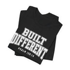 "Built Different" Psalm 139:14 Tee — Christian Faith Inspirational T-Shirt (Bella+Canvas 3001)