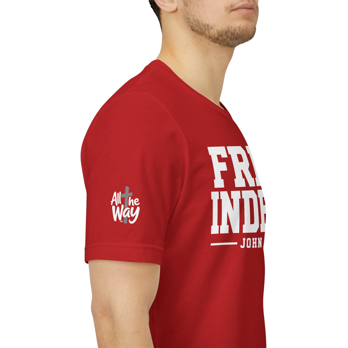 "Free Indeed" John 8:36 Christian Faith Tee (Bella+Canvas 3001)