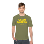 Moisture Wicking Tee "Green Pastures" Psalms 23:2 (Sport Tek)