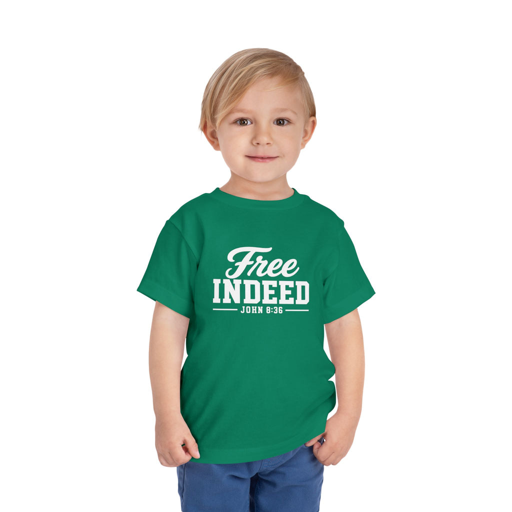 Toddler "Free Indeed"  John 8:36 Tee — Faith-Based Kids Shirt -Final