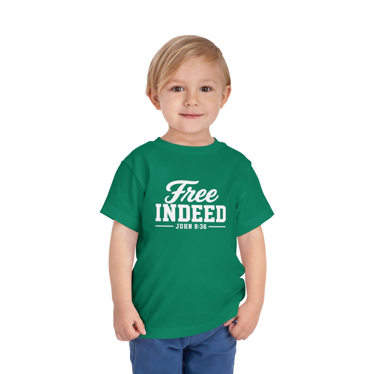 Toddler "Free Indeed"  John 8:36 Tee — Faith-Based Kids Shirt -Final