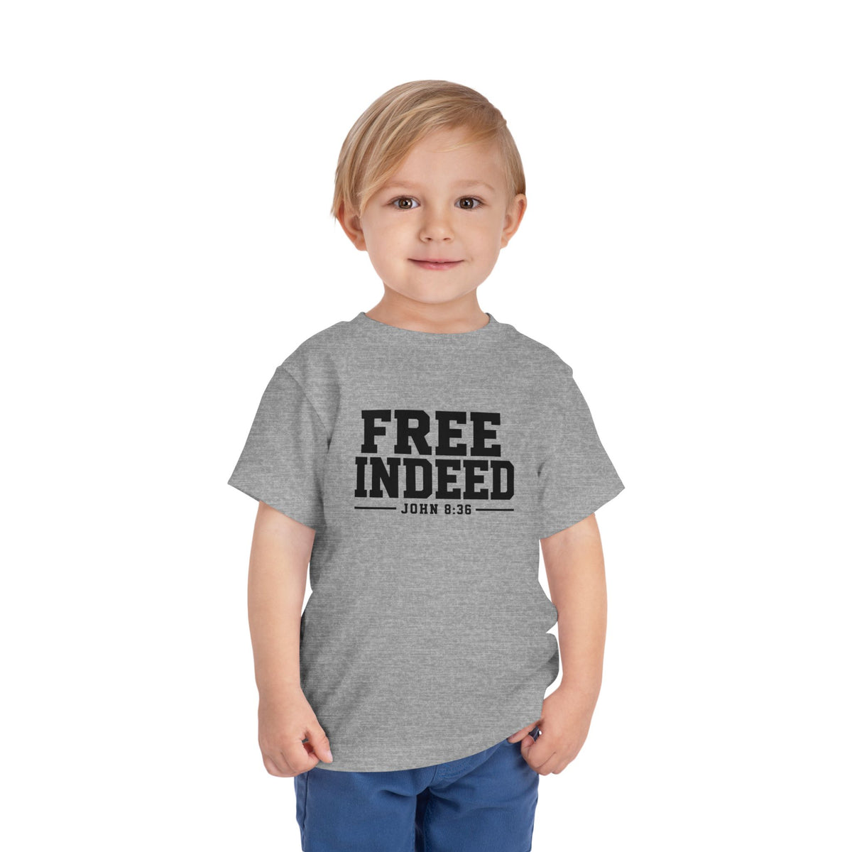 Toddler "Free Indeed"  John 8:36 Tee — Faith-Based Kids Shirt -Final
