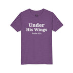 Youth Tee — "Under His Wings" Psalm 91:4 Faith T‑Shirt (Bella Canva 3001Y)