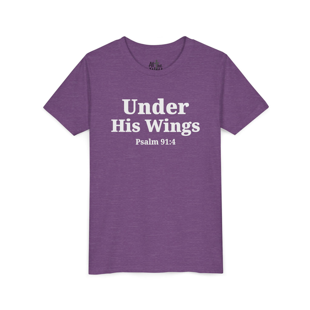 Youth Tee — "Under His Wings" Psalm 91:4 Faith T‑Shirt (Bella Canva 3001Y)