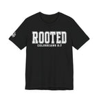 "Rooted" Colossians 2:7 Tee — Christian Faith Inspirational T-Shirt (Bella+Canvas 3001)