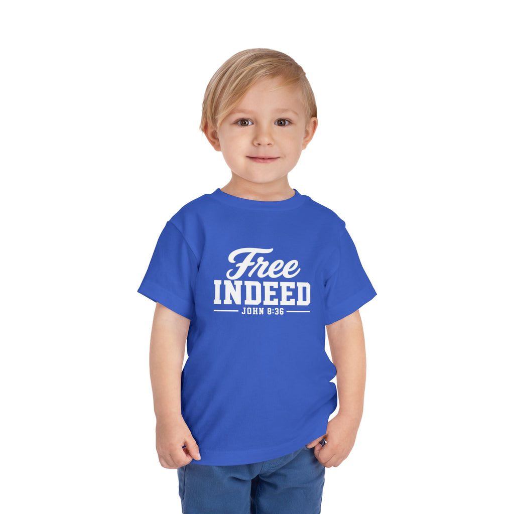 Toddler "Free Indeed"  John 8:36 Tee — Faith-Based Kids Shirt -Final