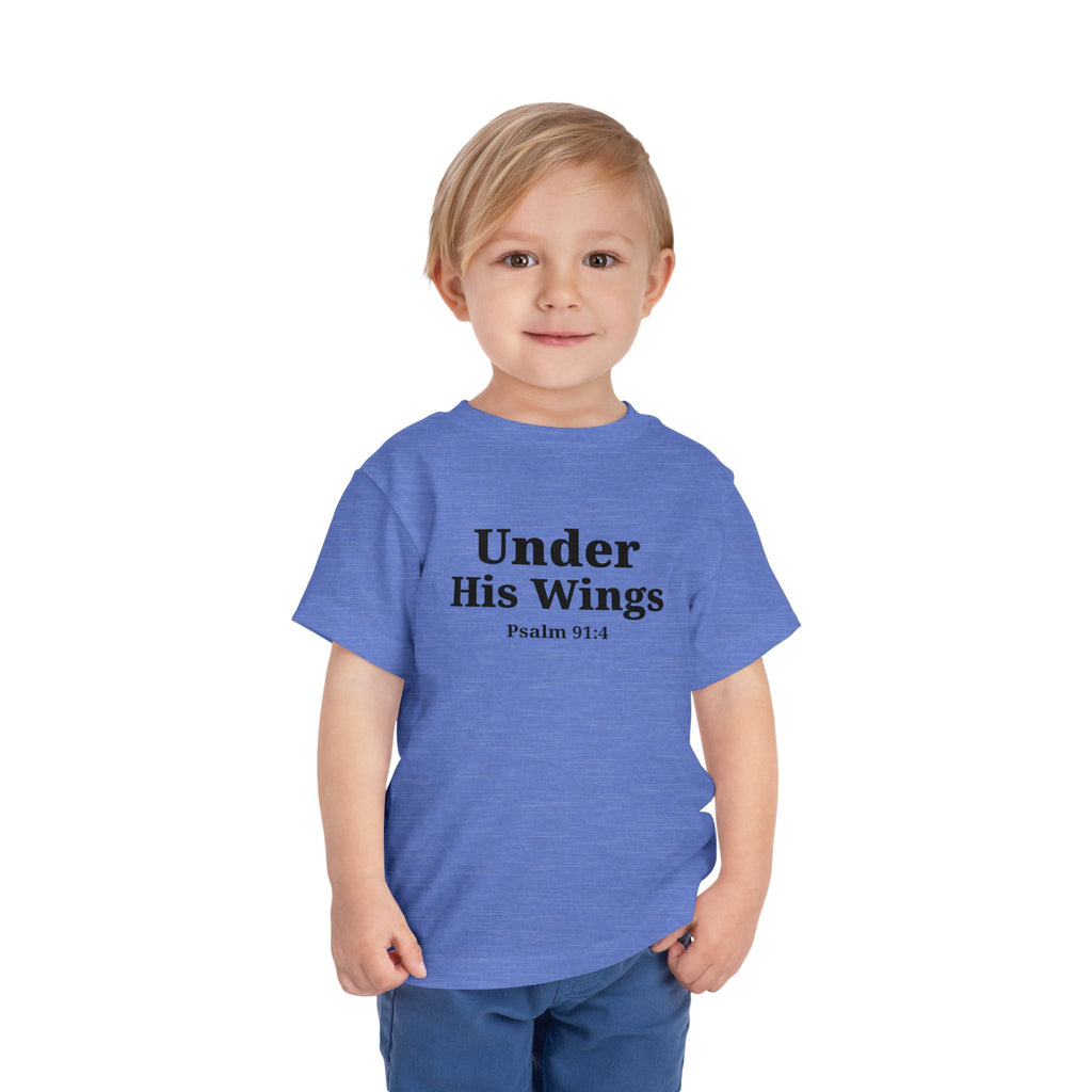 Toddler "Under His Wings" Psalm 91:4 Tee — Faith-Based Kids Shirt (Bella Canvas)