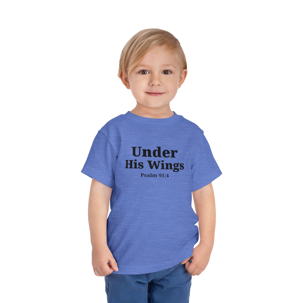 Toddler "Under His Wings" Psalm 91:4 Tee — Faith-Based Kids Shirt (Bella Canvas)