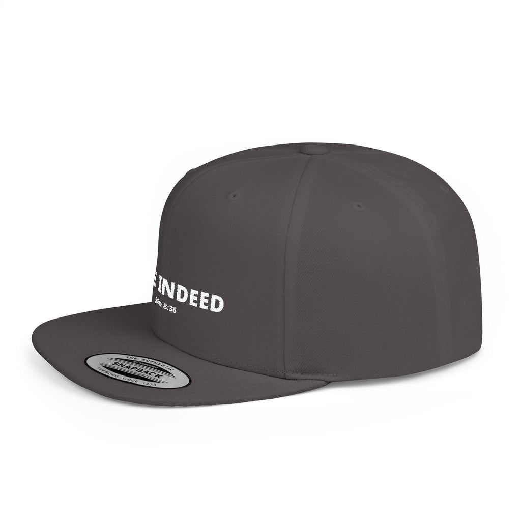 Snapback Hat — "FREE INDEED" John 8:36 Embroidered Flat-Bill Cap