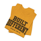 "Built Different" Psalm 139:14 Tee — Christian Faith Inspirational T-Shirt (Bella+Canvas 3001)