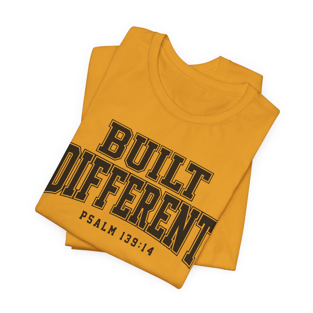 "Built Different" Psalm 139:14 Tee — Christian Faith Inspirational T-Shirt (Bella+Canvas 3001)