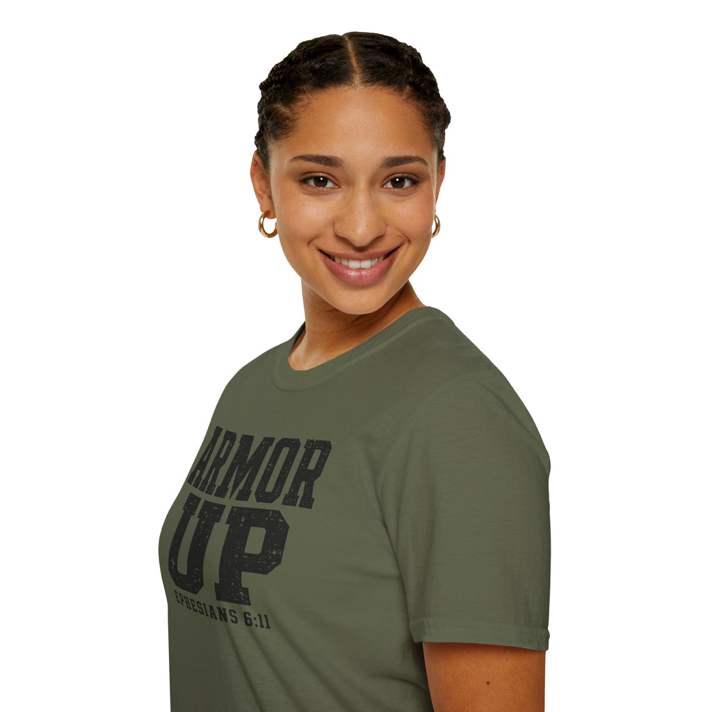 "Armor Up" Ephesians 6:11 T-Shirt — Christian Faith Tee (Gildan 64000)