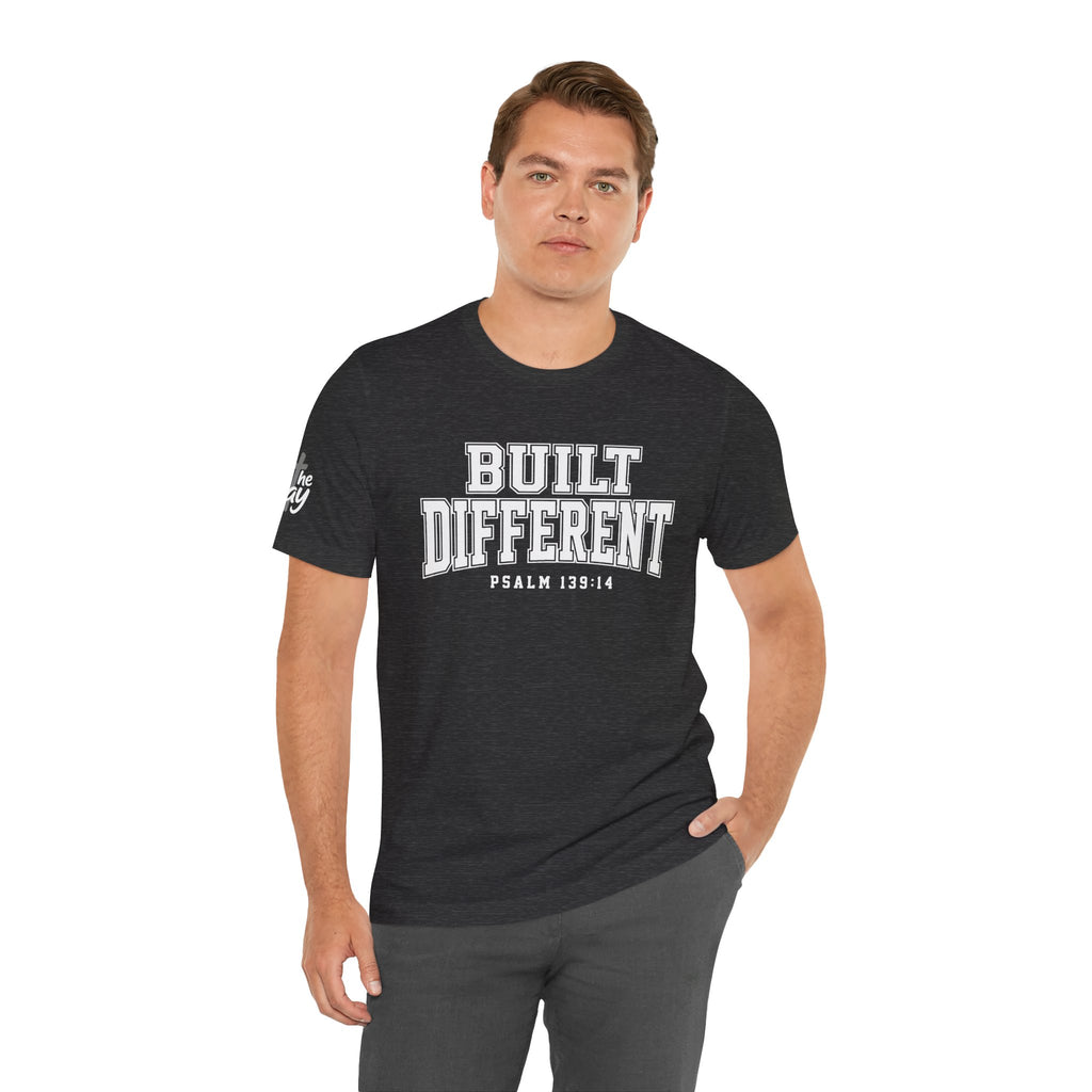 "Built Different" Psalm 139:14 Tee — Christian Faith Inspirational T-Shirt (Bella+Canvas 3001)