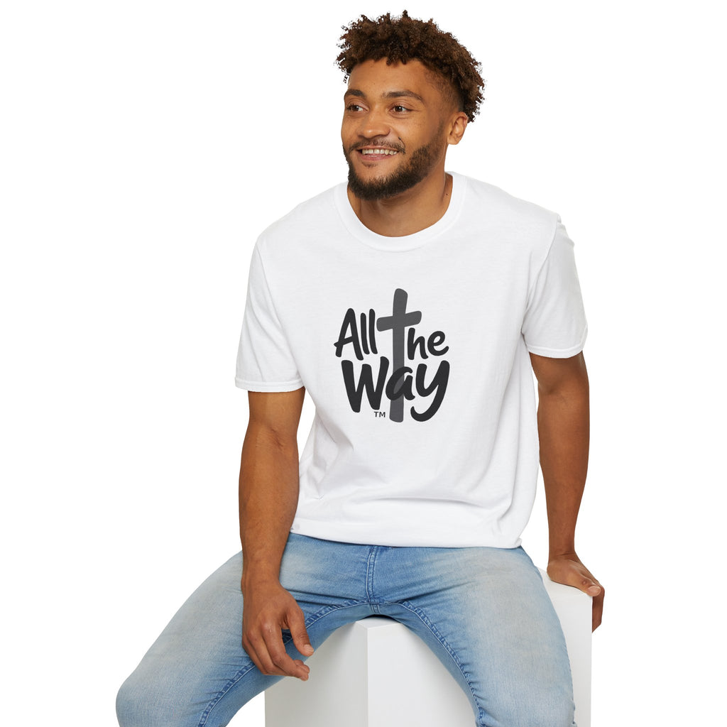 All The Way Cross logo T‑Shirt — Faith-Inspired Christian Graphic Tee (Gildan 64000)