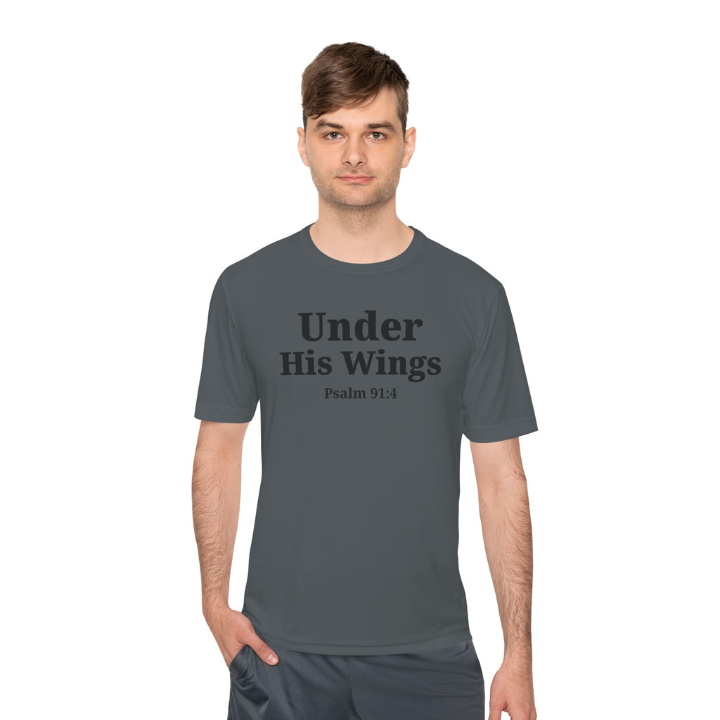 Moisture Wicking Tee "Under his Wings" Psalm 91:4 (Sport tek)