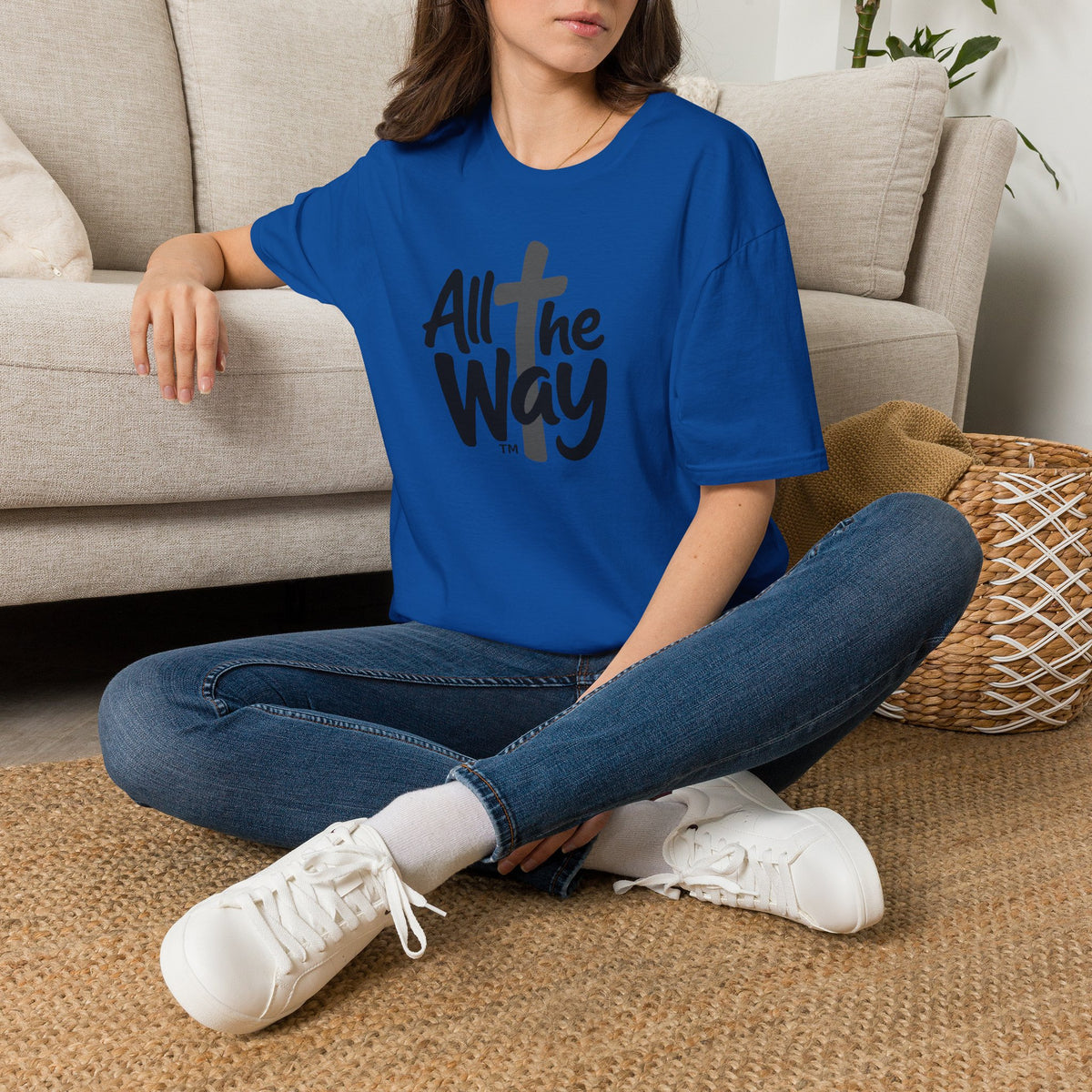 All The Way Cross logo T‑Shirt — Faith-Inspired Christian Graphic Tee (Gildan 64000)