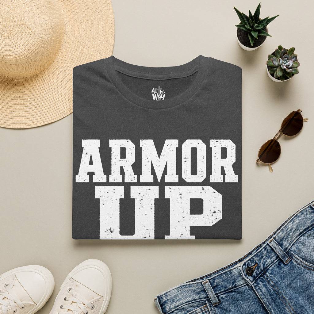 "Armor Up" Ephesians 6:11 T-Shirt — Christian Faith Tee (Gildan 64000)