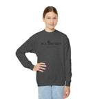 Youth Crewneck Sweatshirt — "All The Way" Inspirational Bible Verse (Matthew 10:38-39)