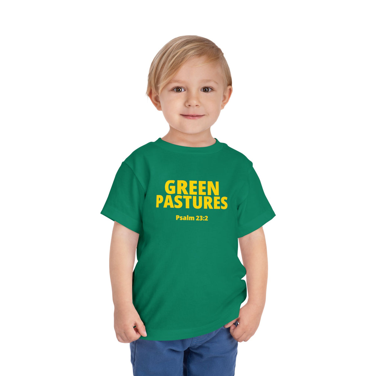 Toddler "Green Pastures"  Psalms 23:2 Tee — Faith-Based Kids Shirt