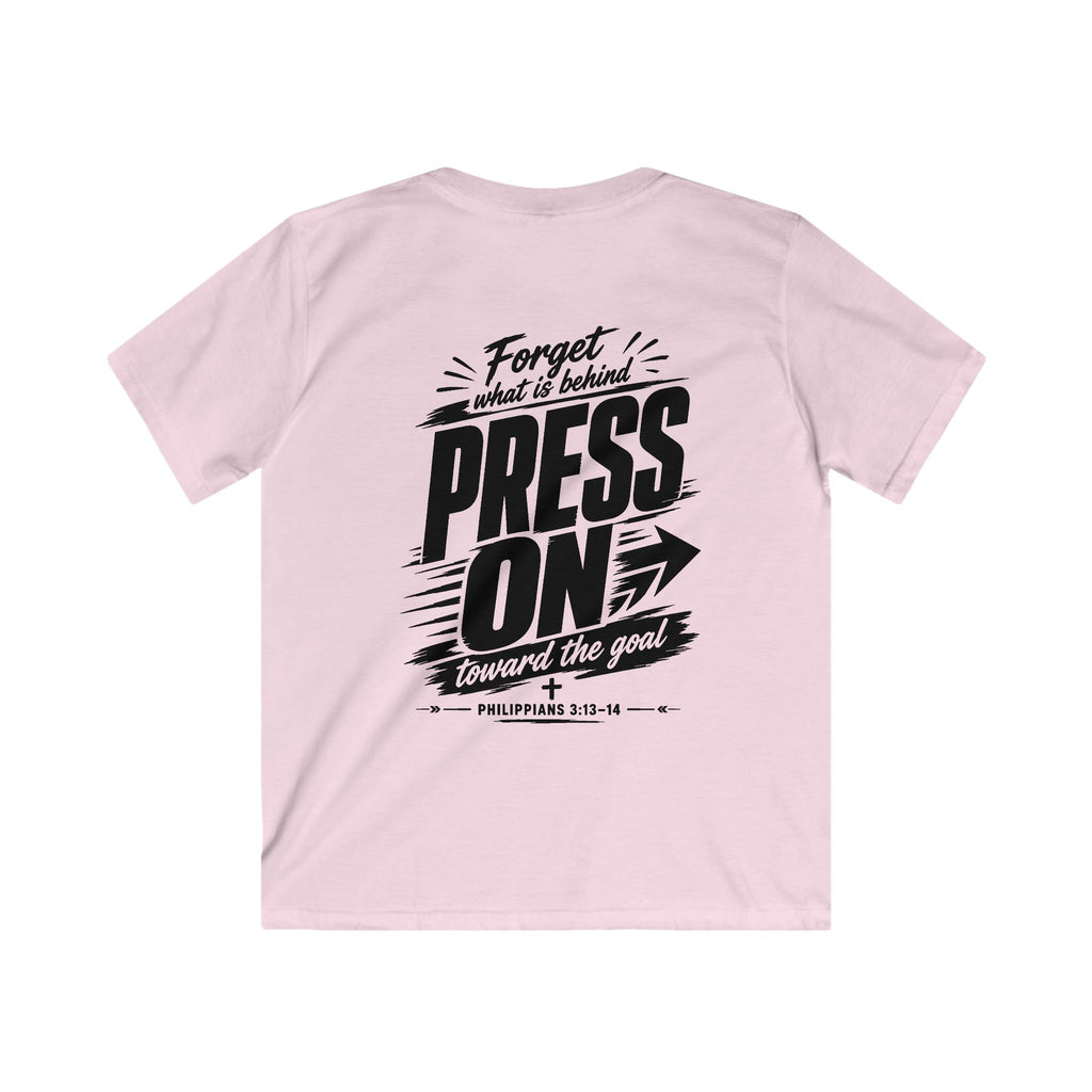 YOUTH "PRESS ON" Philippians 3:13–14 Tshirt (Gildan 64000y)