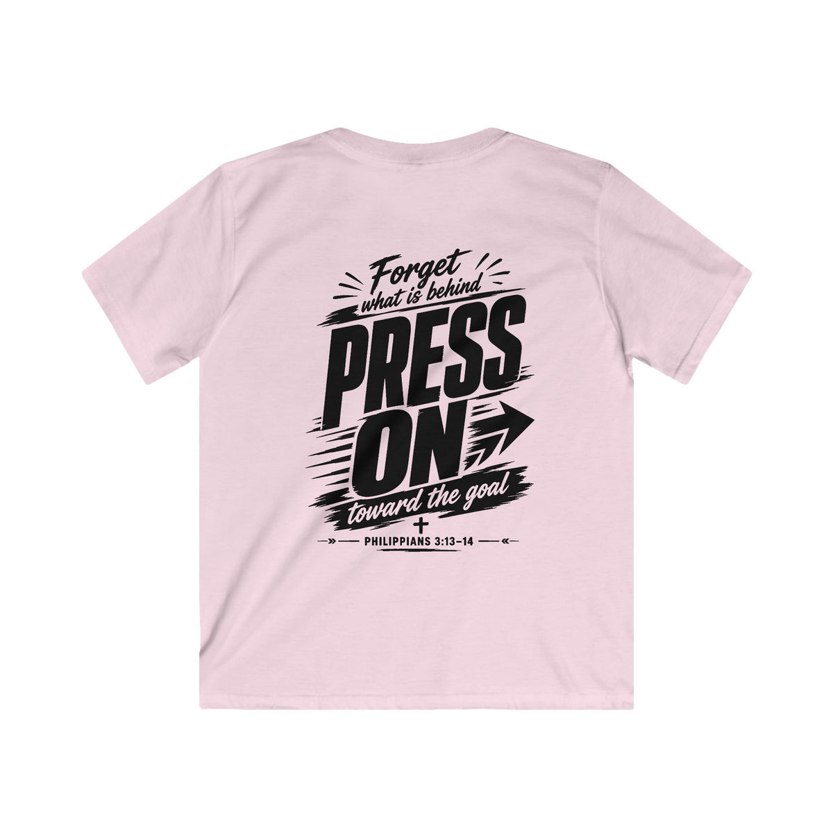 YOUTH "PRESS ON" Philippians 3:13–14 Tshirt (Gildan 64000y)